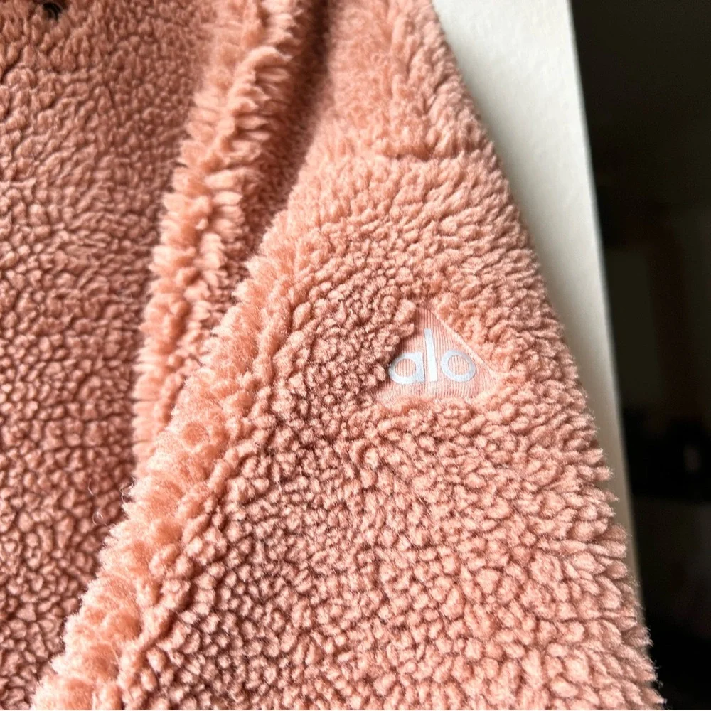 ALO Yoga Norte Sherpa Faux Fur Coat Henna Brown Chocolate Sz L